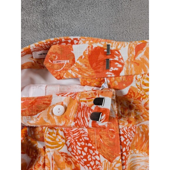 LOFT Peyton Shorts 8 Orange White Seashell Linen Blend Pleated Summer - Picture 5 of 10